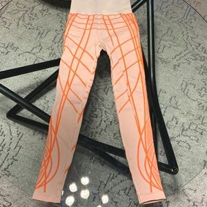 Gymshark Leggings in Tan with Orange Stripes S